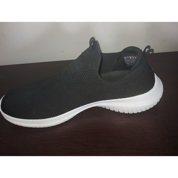 Skechers Womens Knit Sneakers 10M Slip Ons Ultra Flex First Comfort Black White - Picture 6 of 13